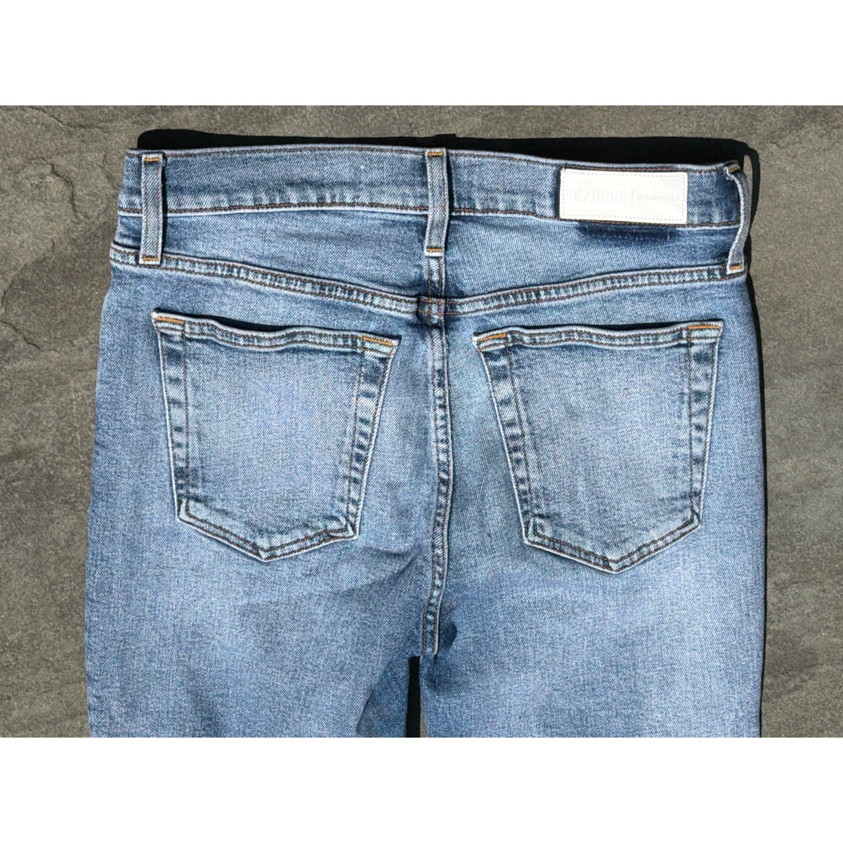RE/DONE Originals High Rise Slim Fit Ripped Jeans Blue 28