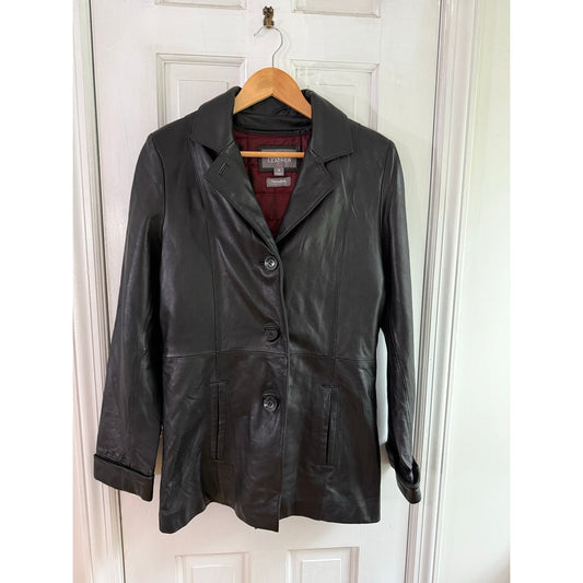 Vintage Wilsons Leather Thinsulate Coat Jacket Small Black Quilted Liner Trench