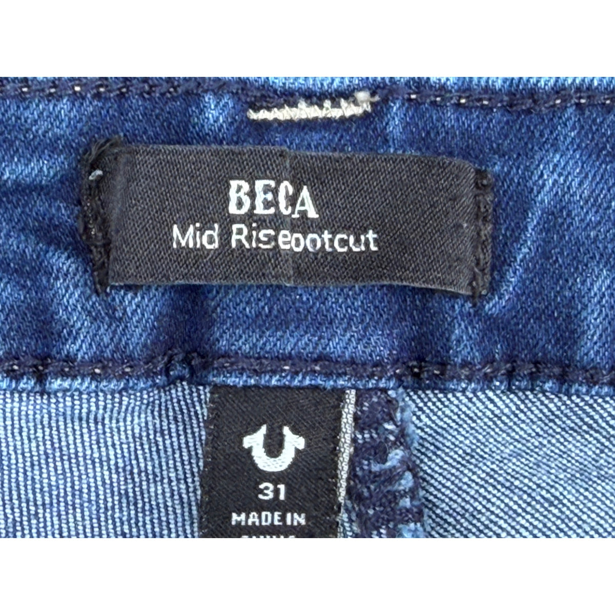 True Religion Beca Mid Rise Bootcut Blue Denim Jeans Size 31 Inseam 30