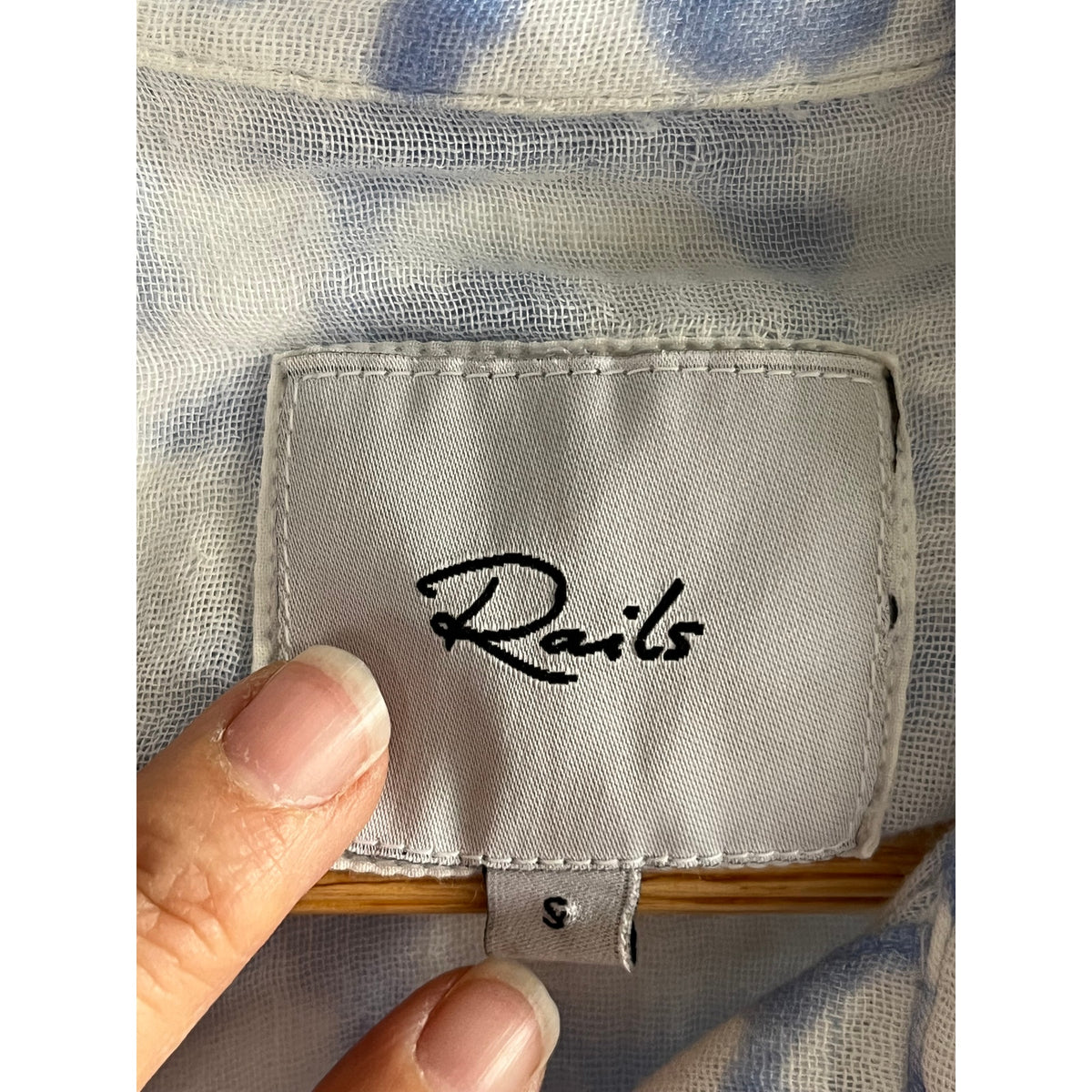 Rails Jamie Blue Diffused Cheetah Organic Cotton Shirt ✨ Short Sleeve Boxy S