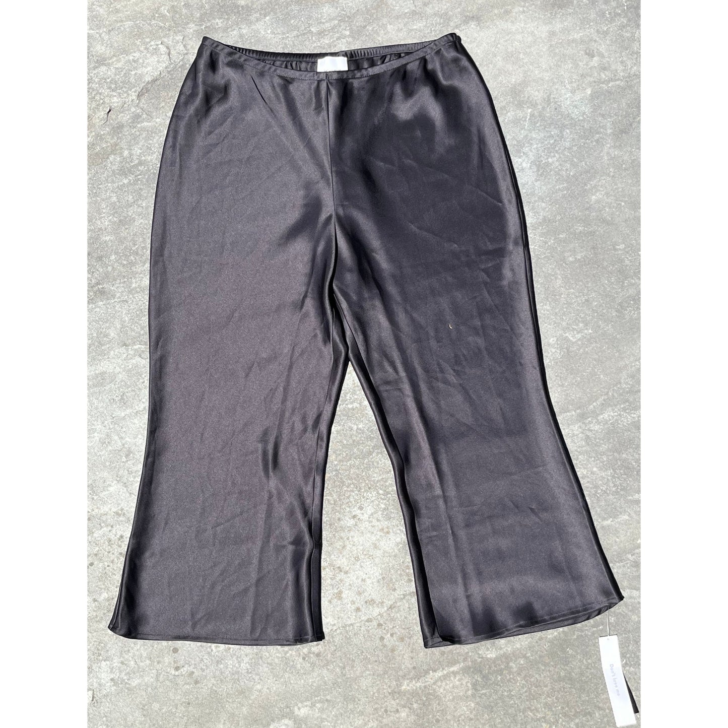 Reformation Gale Satin Mid Rise Pant L Black Bias Cut Wide Leg Pull On NWT 🖤