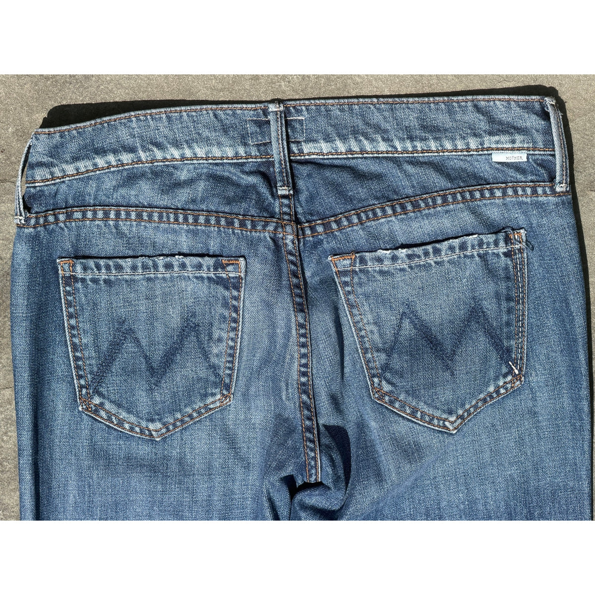 Mother Denim Holy Rascal Still Behind the Hustle Jeans Size 25 Blue Ripped Straight
