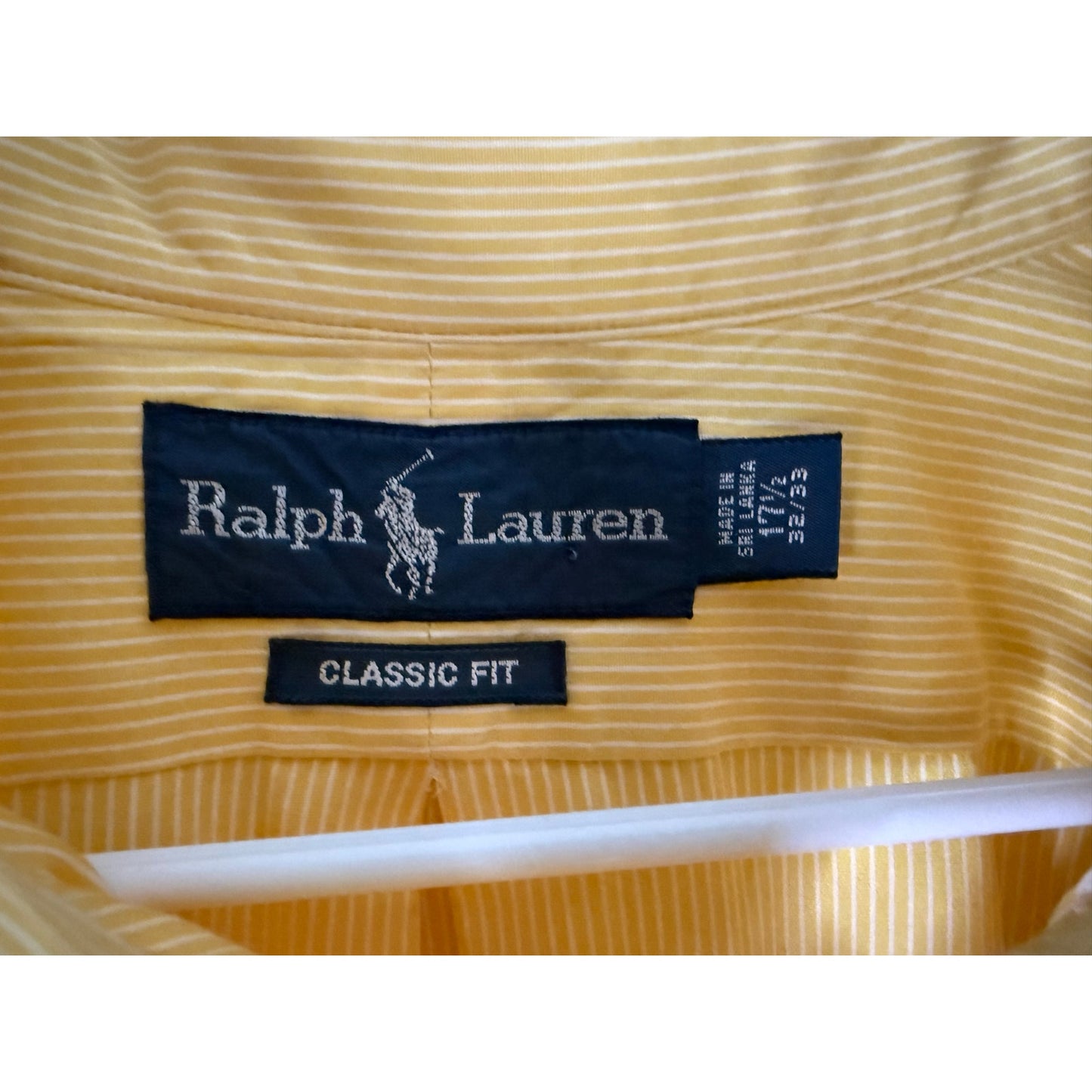 Vintage Polo Ralph Lauren Classic Fit XL Yellow White Striped Button Down Shirt EUC