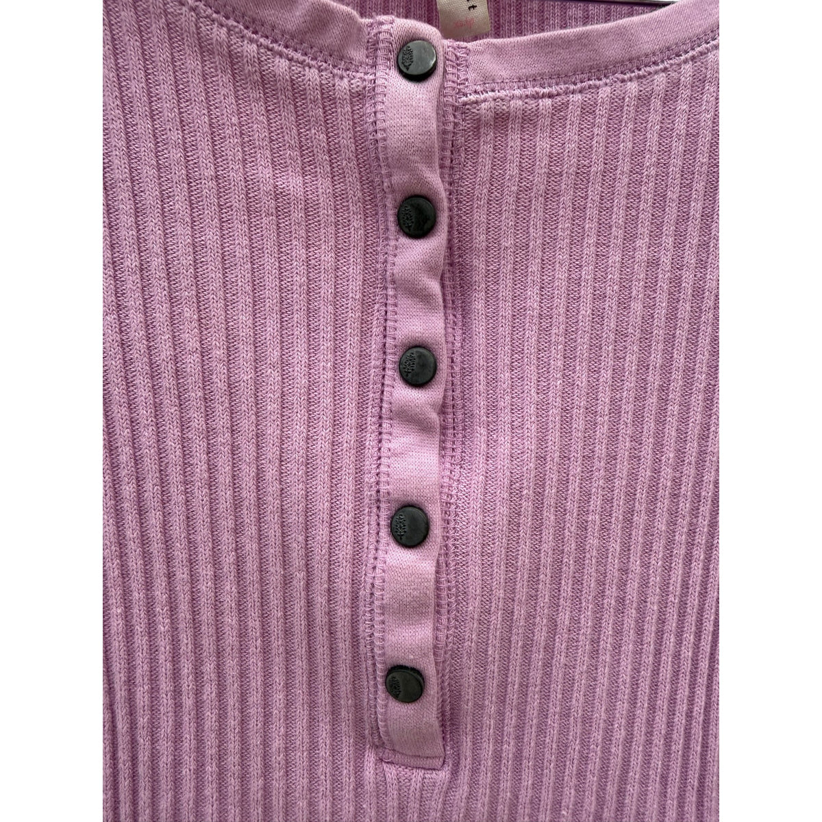 Free People FP Movement Pink Ribbed Henley Crop Top Long Sleeve Sz XS