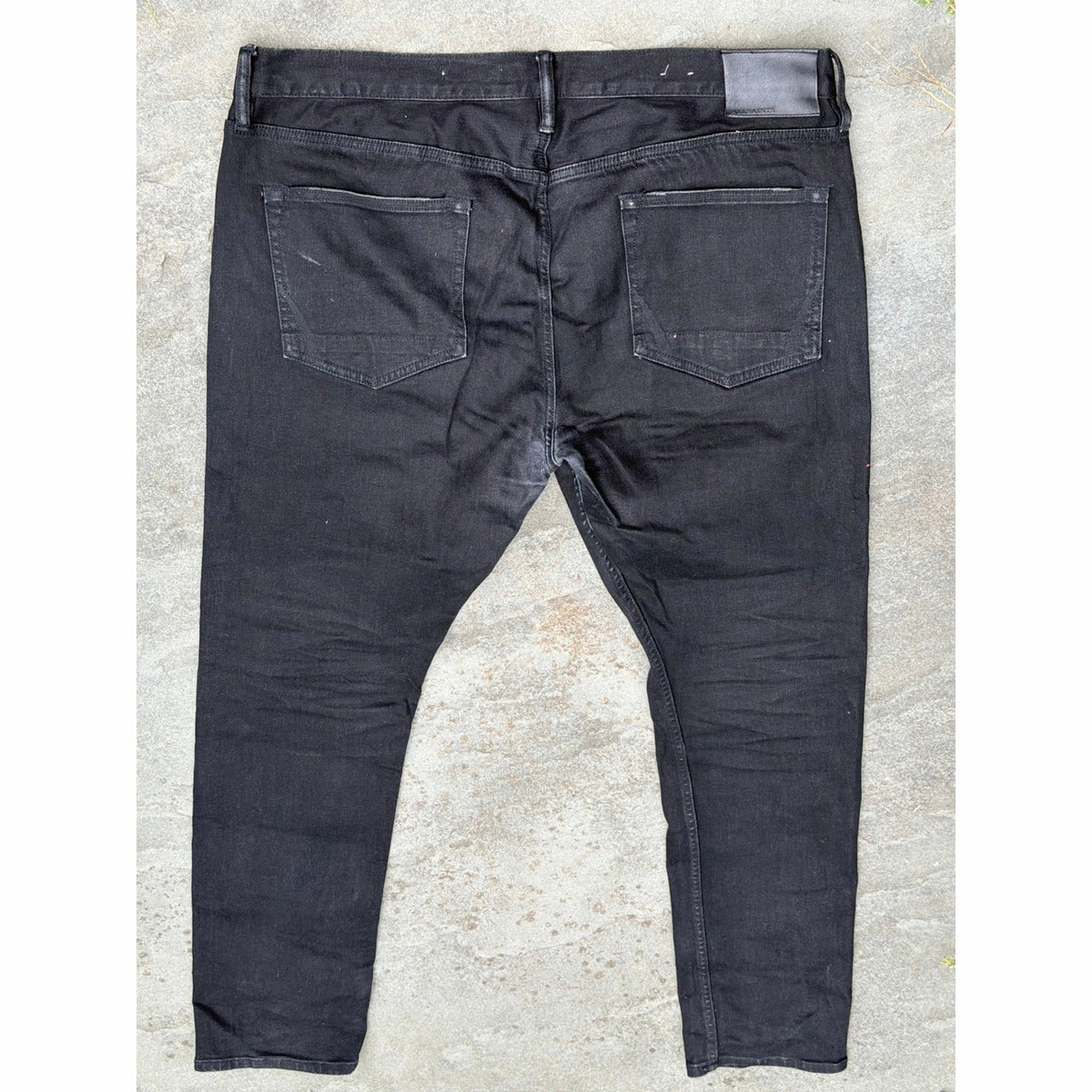 ALLSAINTS Cigarette Slim Fit Jeans Black Wash Distressed W38 L30