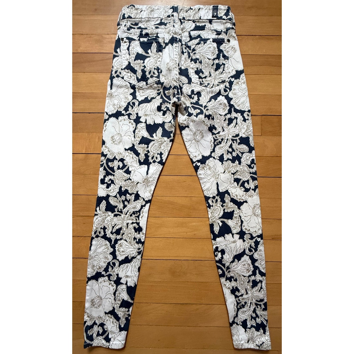 7 For All Mankind "The Ankle Skinny" Moody Floral Jeans - Size 24 - EUC