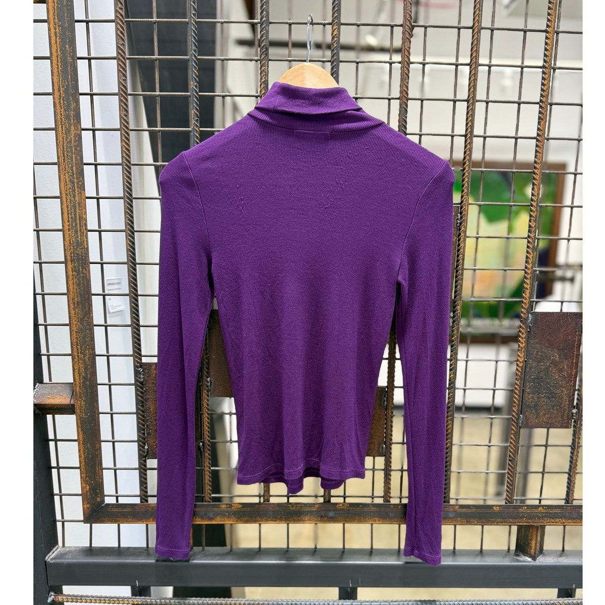 Marine Layer Turtleneck Top Womens XS Purple Ribbed Knit Long Sleeve Mock EUC XS