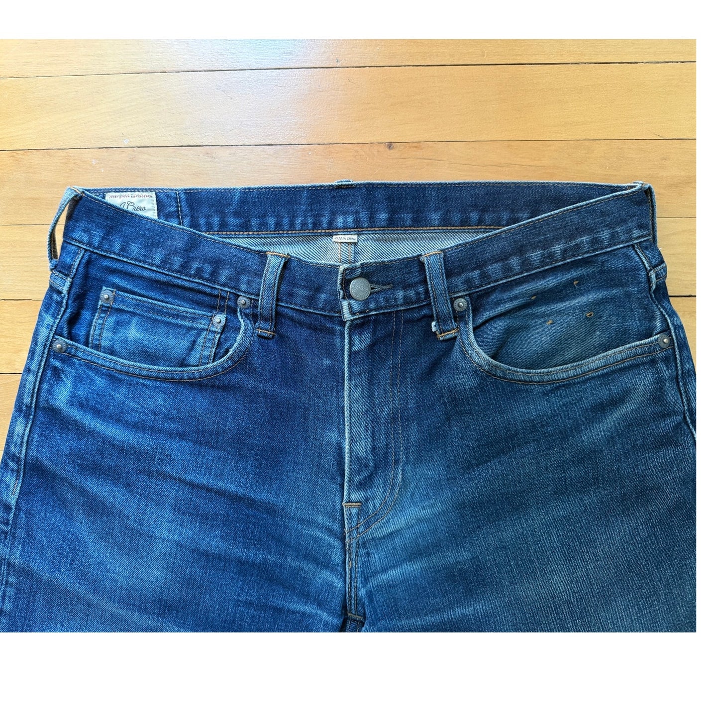 J.Crew 484 Slim Fit Jeans Mens 32x34 Blue Denim Dark Worn In Stretch