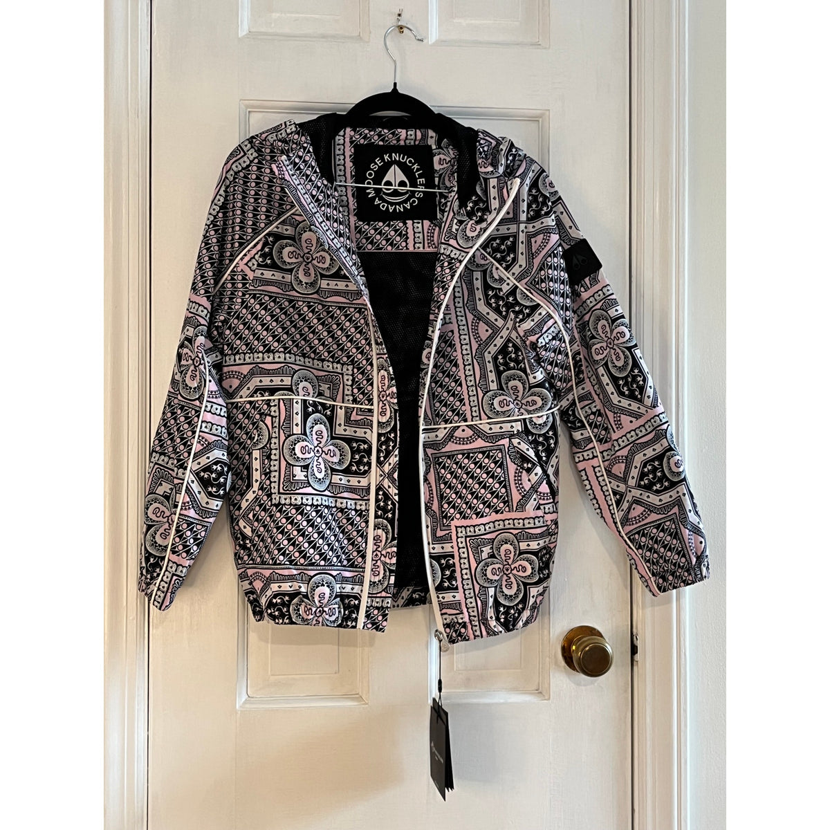 NWT Moose Knuckles Girls Pink Bandana Print Windbreaker | Size M, 10/12