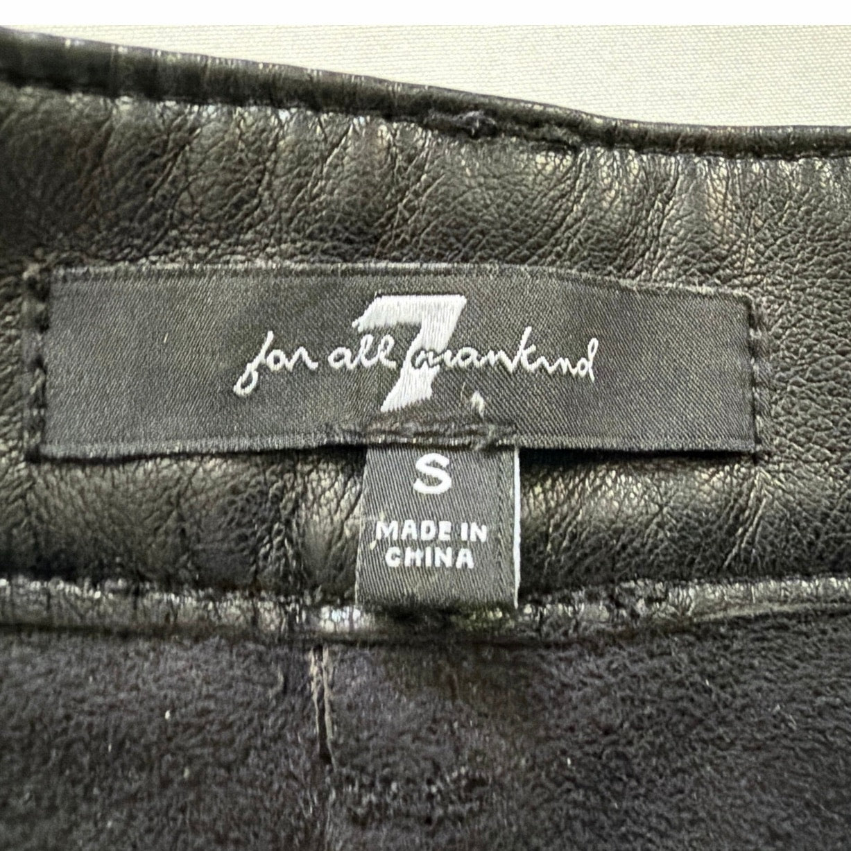 7 For All Mankind High-Rise Black Faux Leather Split Hem Pants Size Small