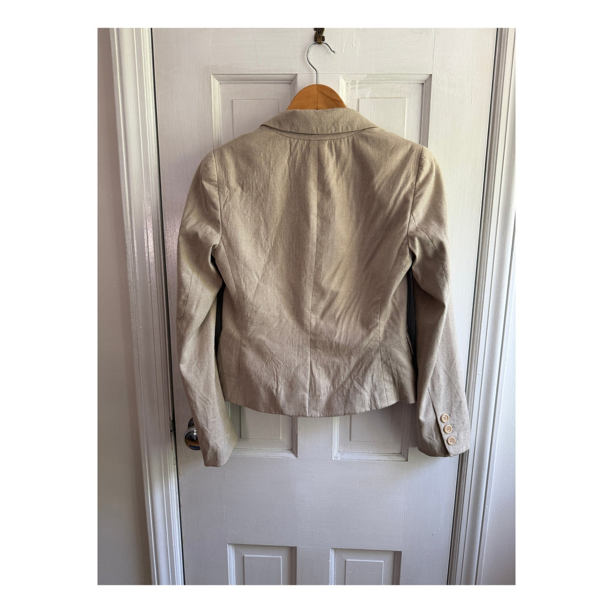 Theory Women's 0 Beige Wool Blend 2-Button Fitted Blazer Suit Jacket USA EUC