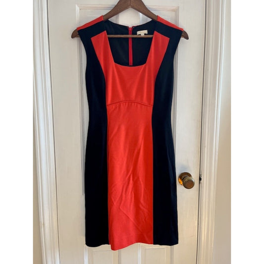 Shoshanna Women's Combo Gloria Sheath Dress in Cardinal Red Black Colorblock Size 2