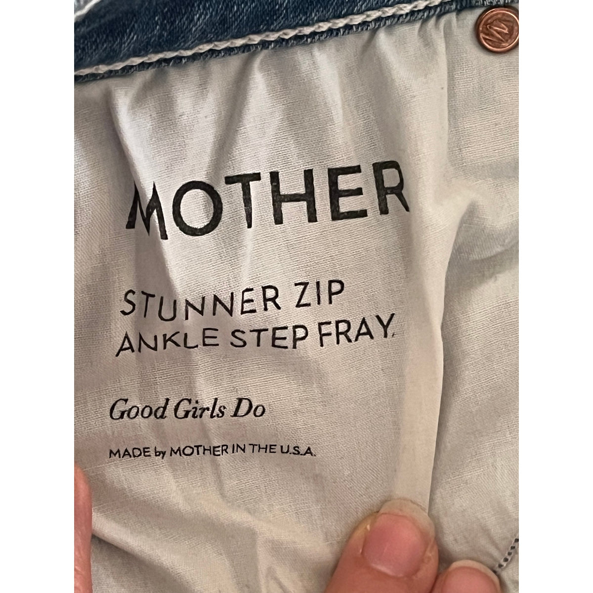 💙 MOTHER The Stunner Zip Ankle Step Fray Good Girls Do Blue Jeans Sz 27
