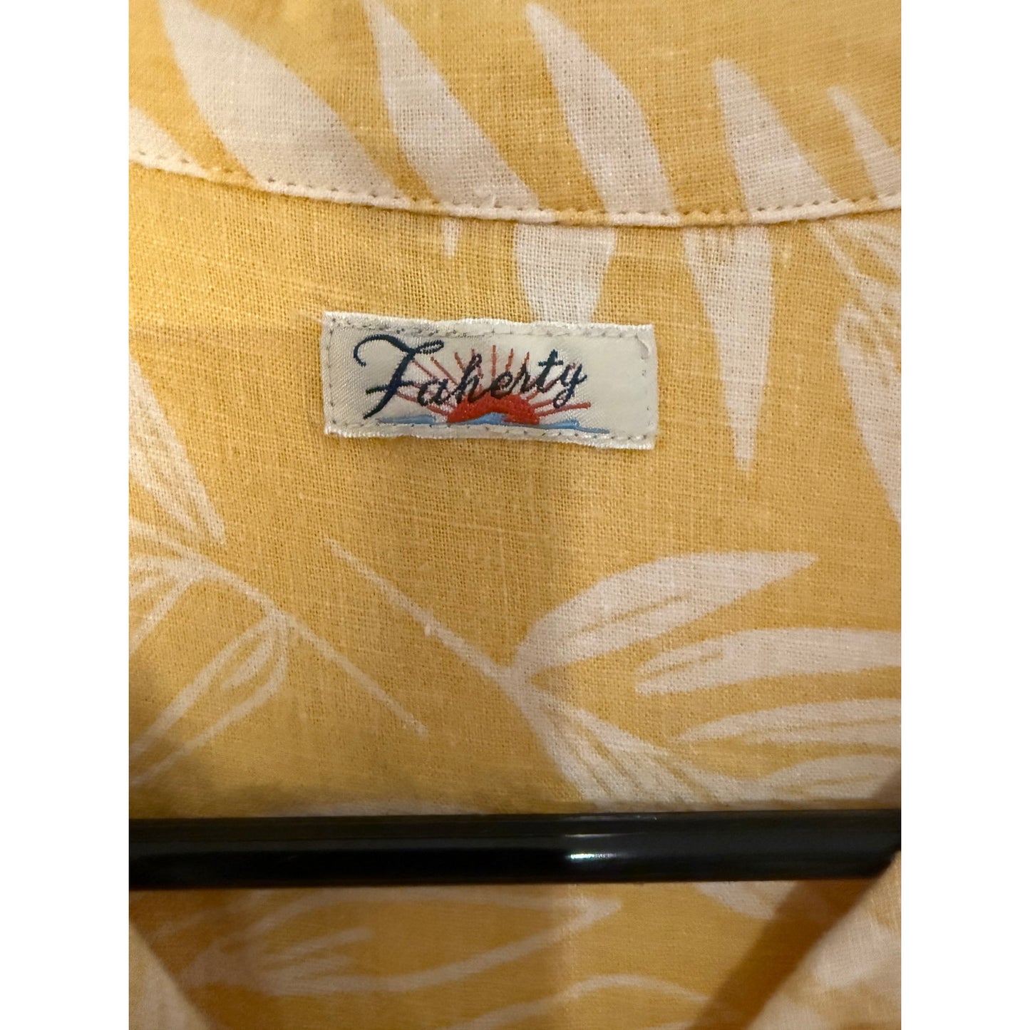 Faherty Yellow Hana Dress Front Button Linen/Cotton Size S