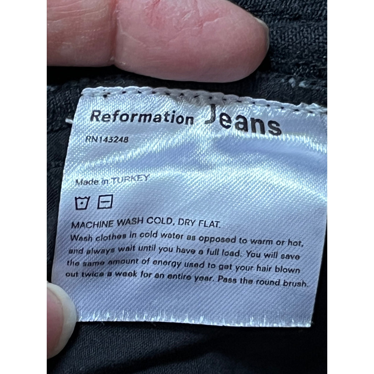 💎 Reformation Fawcett High Rise Wide Leg Black Jeans Monterey Wash Raw Hem 26