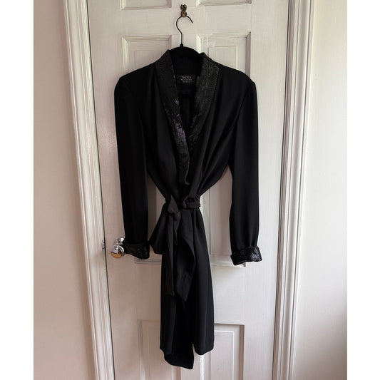 Dana Buchman Black Wrap Dress Size 4 NWT Sequin Collar & Cuffs Evening Cocktail