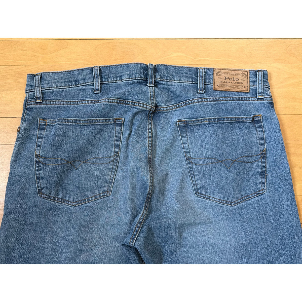 Vintage Polo Ralph Lauren Size 38 x 30  Blue Wide Leg Mens Jeans