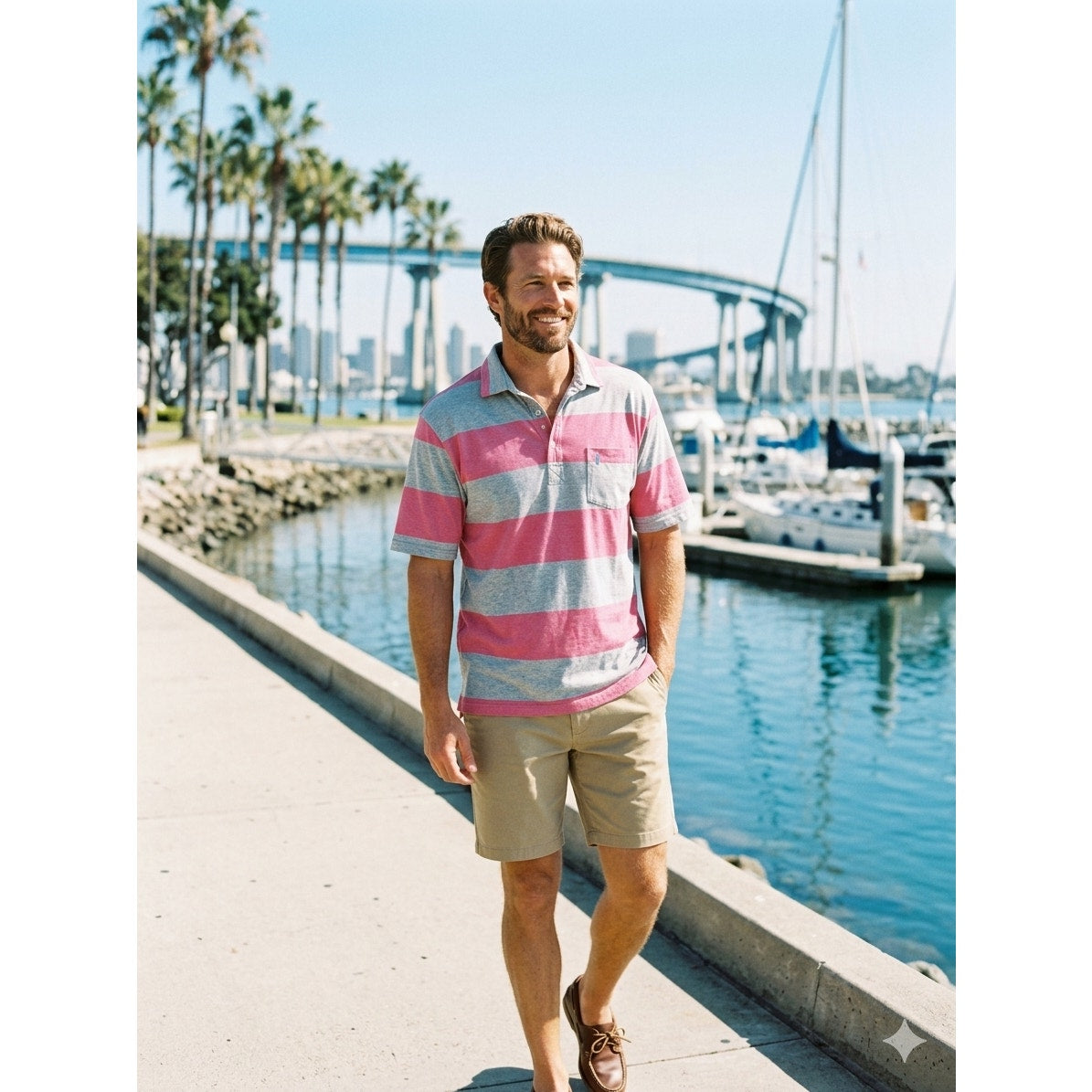 Johnnie-O Striped Polo | "Hangin' Out" Collection | XLarge | EUC | Pink & Grey