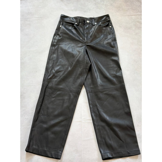 7 For All Mankind High-Rise Black Faux Leather Split Hem Pants Size Small