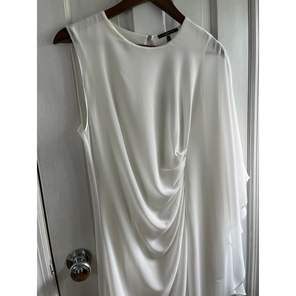 Kobi Halperin NWT Sheila One Sleeve Asymmetric Chiffon Dress Ivory XS