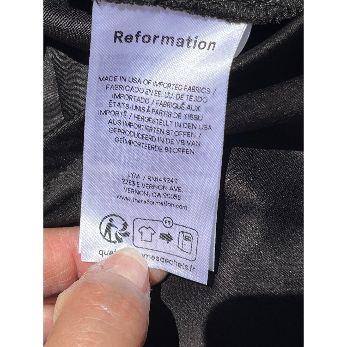Reformation Gale Satin Mid Rise Pant L Black Bias Cut Wide Leg Pull On NWT 🖤