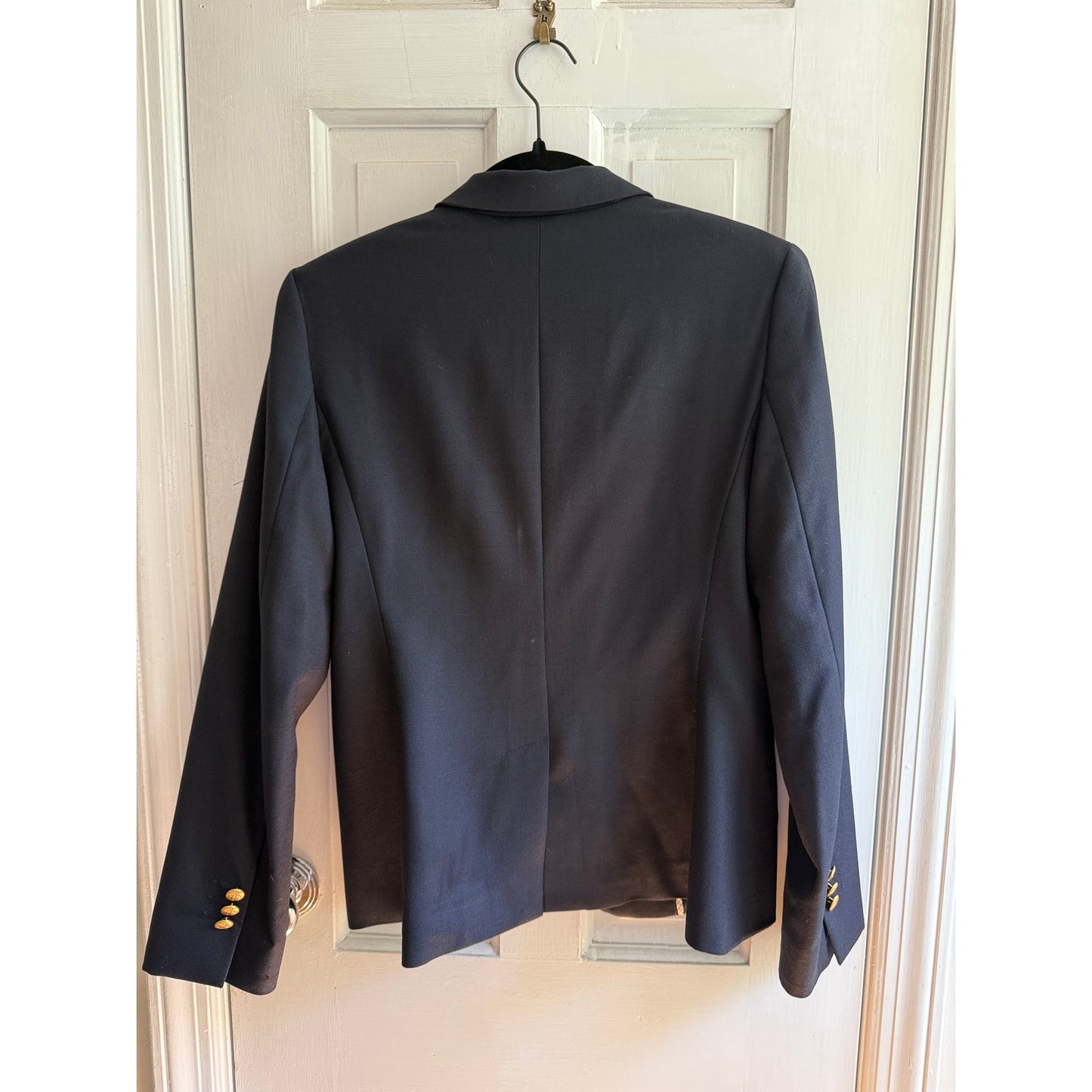 Brooks Brothers Red Fleece Blazer Womens 6 Navy Blue Gold Button Wool Blend EUC