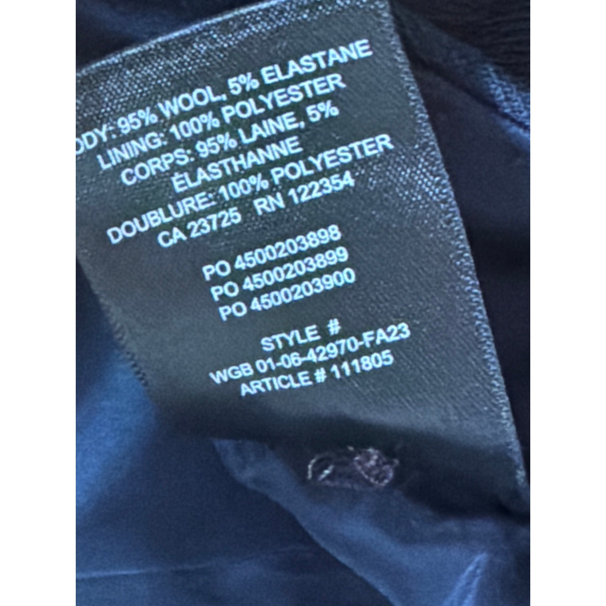 Aritzia Babaton Size 8 High Rise Slim Fit Navy Blue Trousers