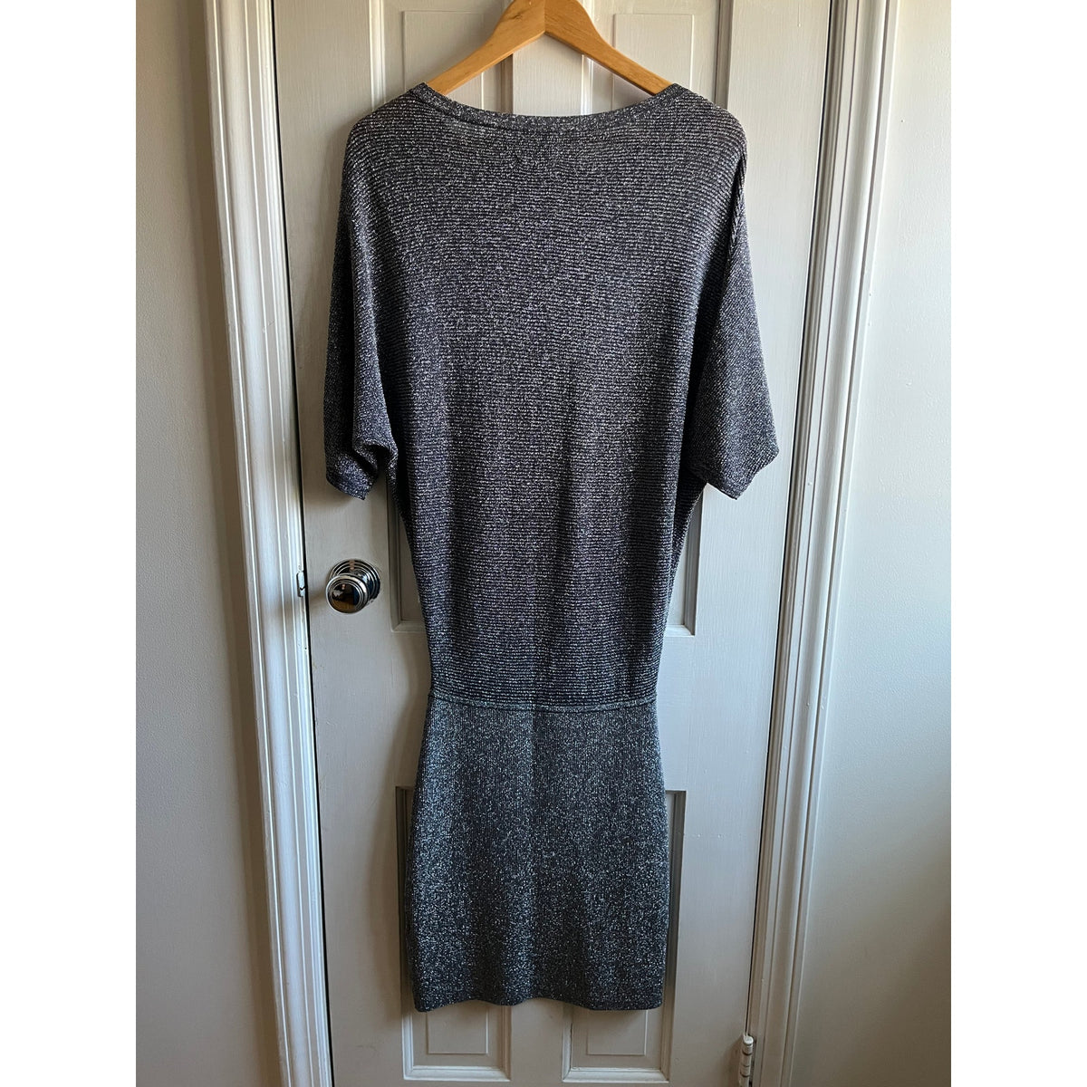 Reiss Metallic Shimmer Knit Bodycon Batwing Dress US 4 | Elegant Party & Evening Dress