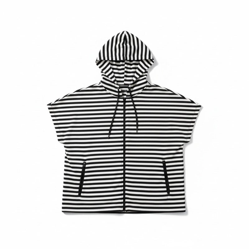 Lafayette 148 - Zebra Stripped Short Sleeve Hoodie - Small