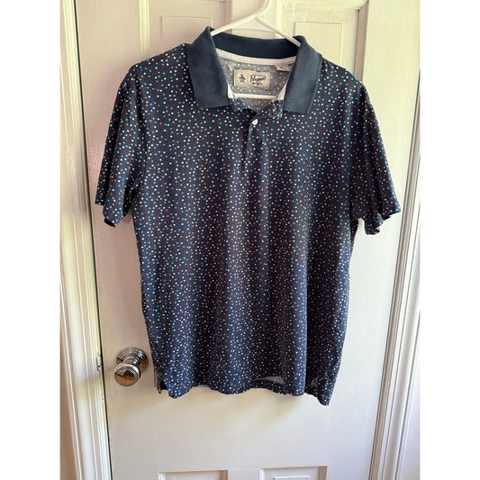 Vintage Original Penguin Navy Polka Dot Polo Shirt Small