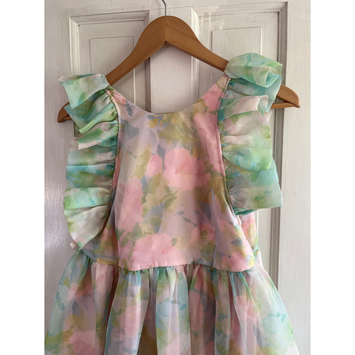 🌹 Selkie Maison Amory "Annabel" Ruffle Midi Dress in English Rose XS 🌹