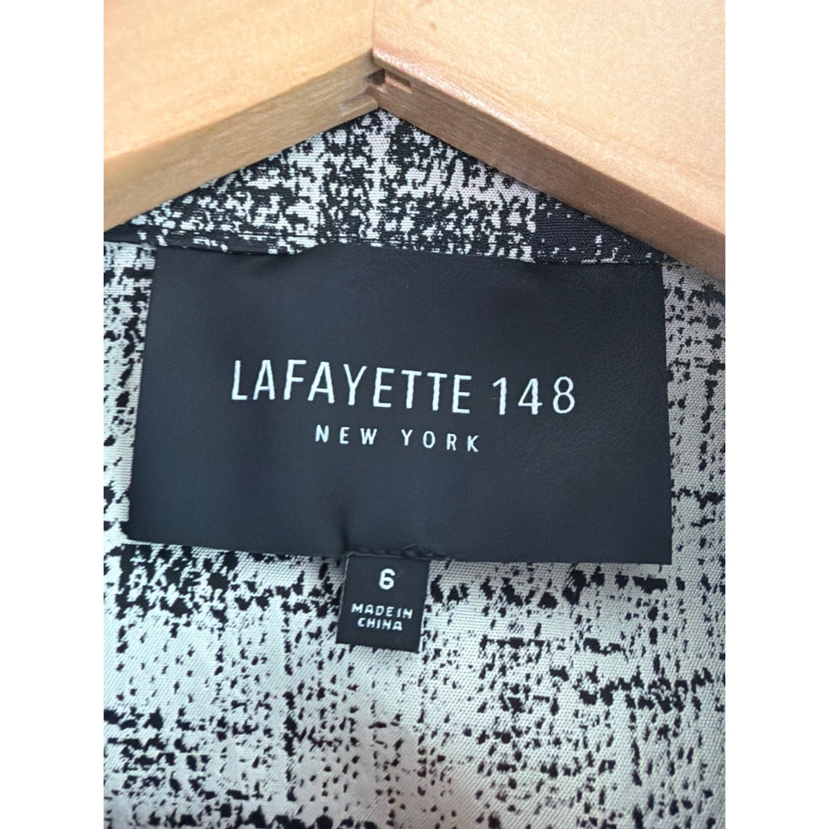 Lafayette 148 New York Black White Tweed Full Zip Blazer Jacket Size 6