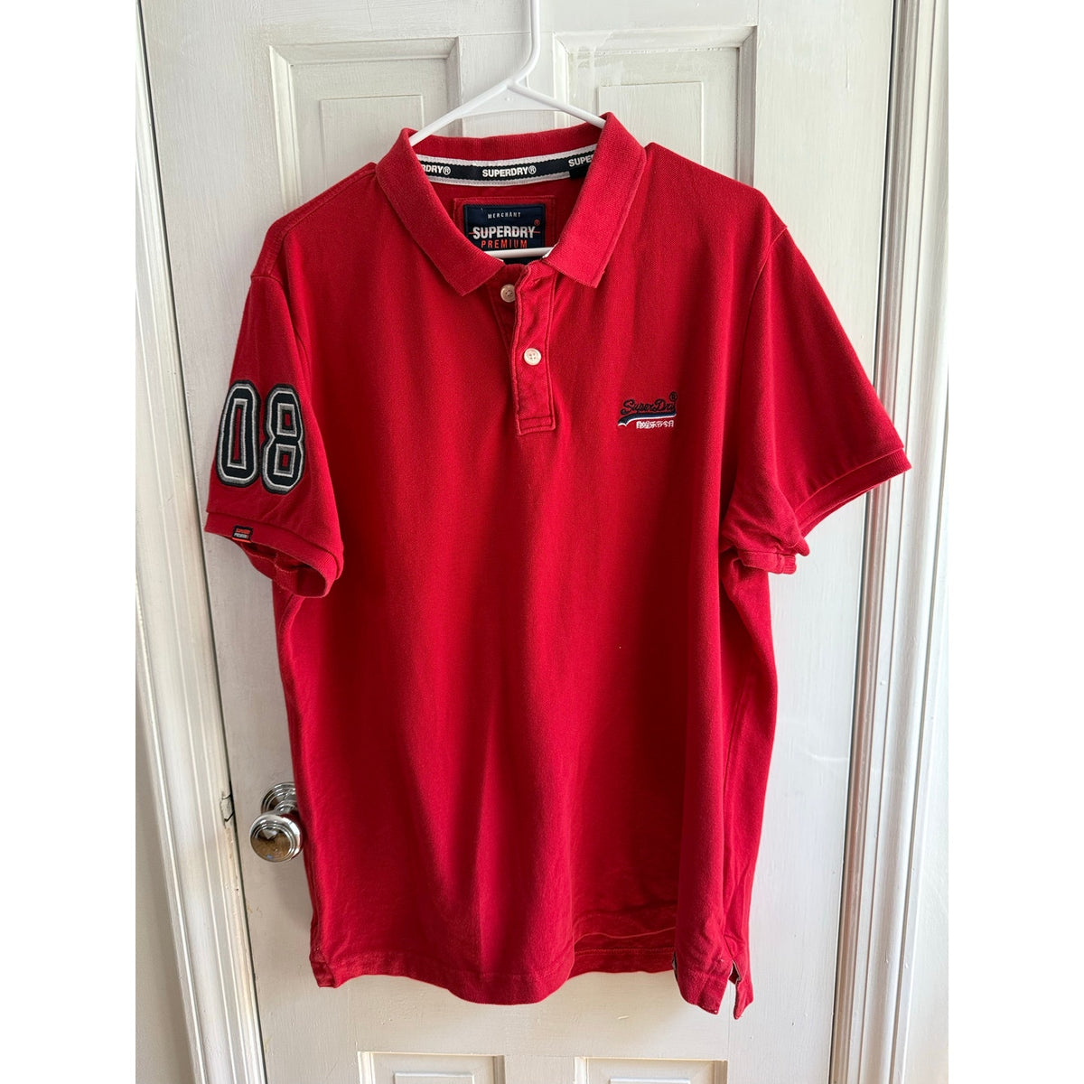 Vintage Superdry Large Red Classic Double Triple Polo