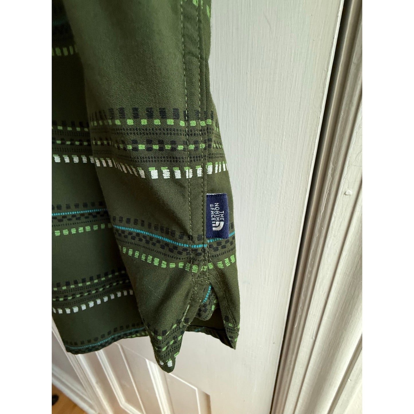 The North Face Men Small Green Western Pearl Snap Button Down Shirt EUC Outdoor