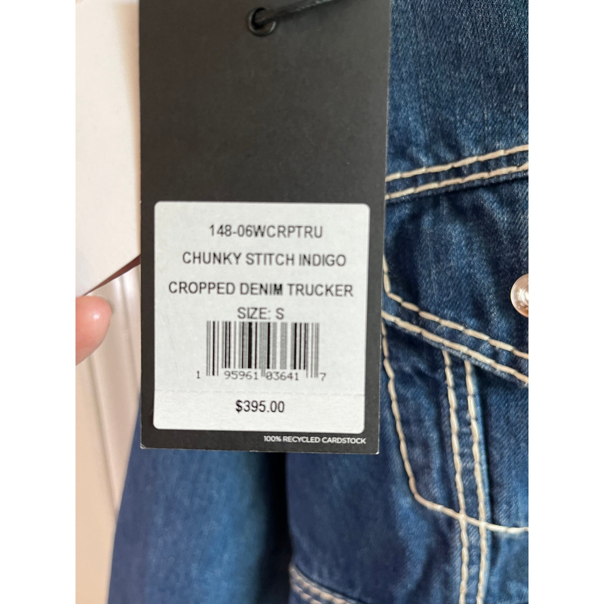NWT RE/DONE Chunky Stitch Indigo Cropped Trucker Jacket S ✨ Street Holy Grail ✨