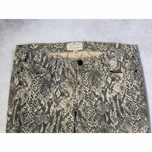 Current/Elliott The Ankle Skinny Jeans Gray Snake Print Canvas Size 30