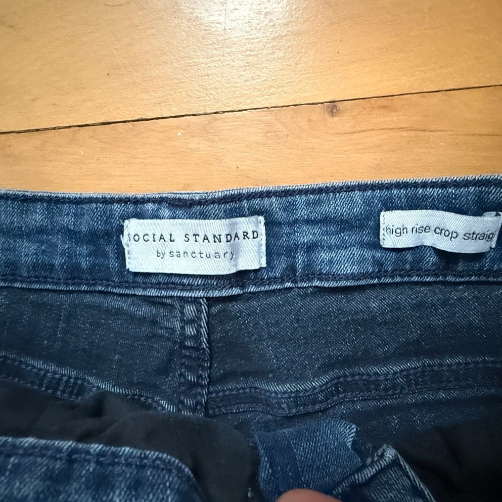 Social Standard by Sanctuary High Rise Crop Straight Jeans 14 Blue EUC