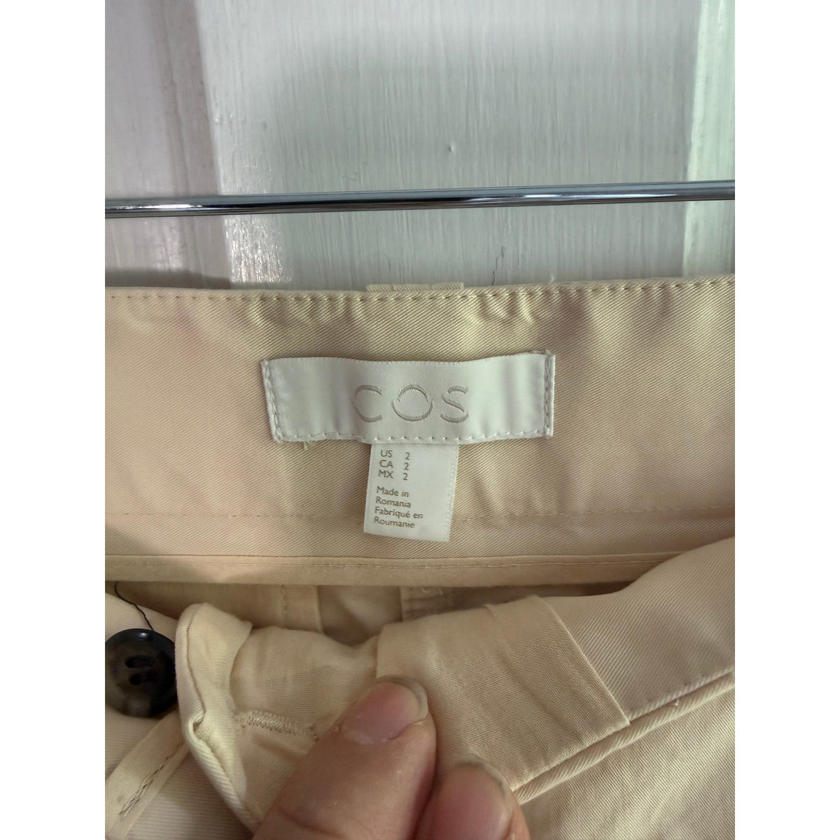 COS Cream Beige High Waisted Cotton Tapered Chino Pants Size 2 | EUC Tailored