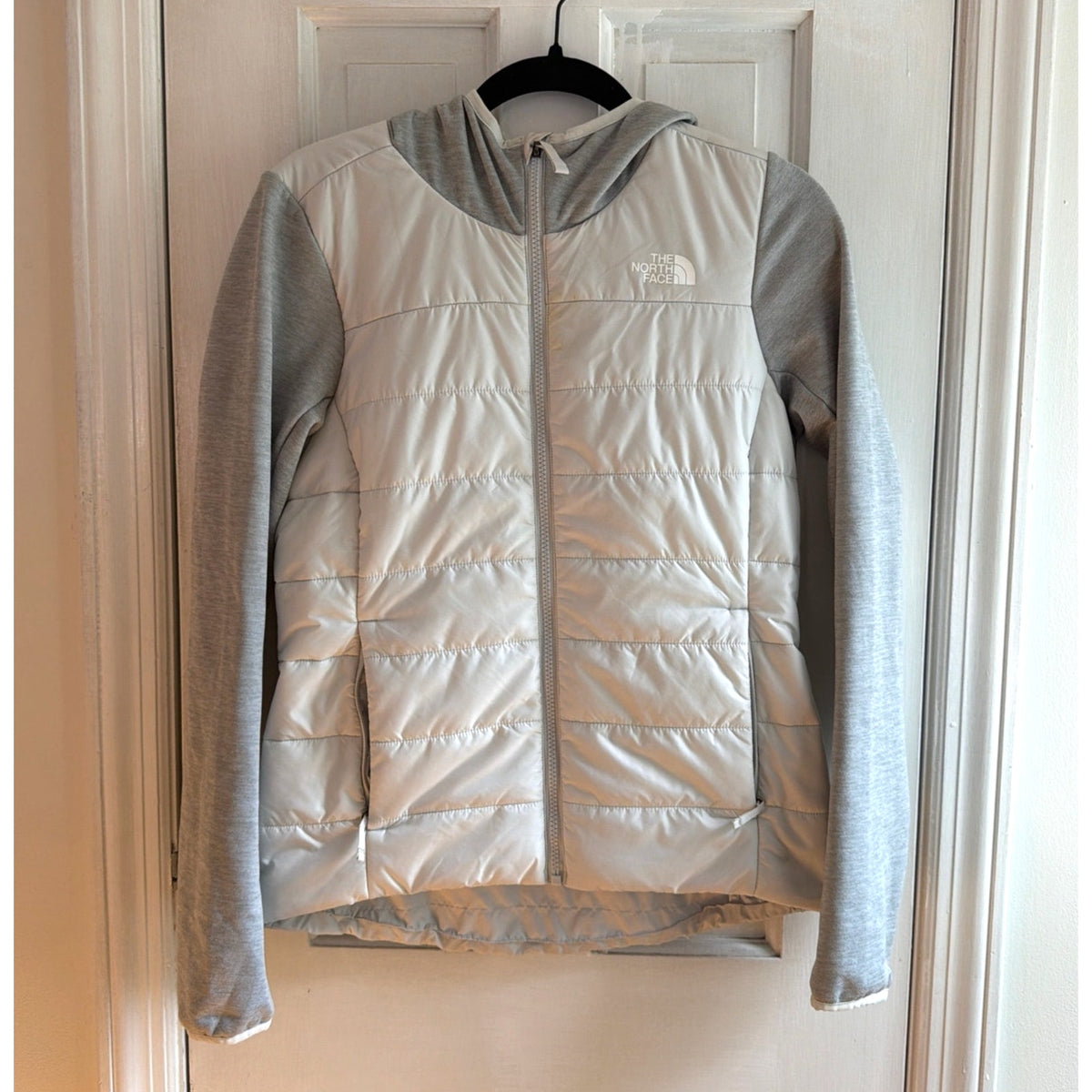 The North Face Women's Gray Quilted Hybrid Fleece Full-Zip Jacket, Size Small 