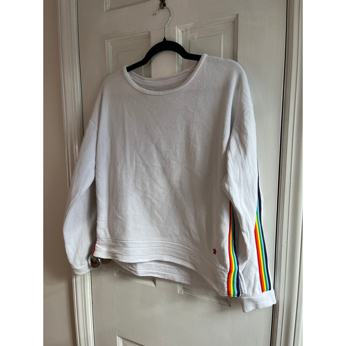 Tracy Anderson x GILI Rainbow Stripe Star Sweatshirt White S