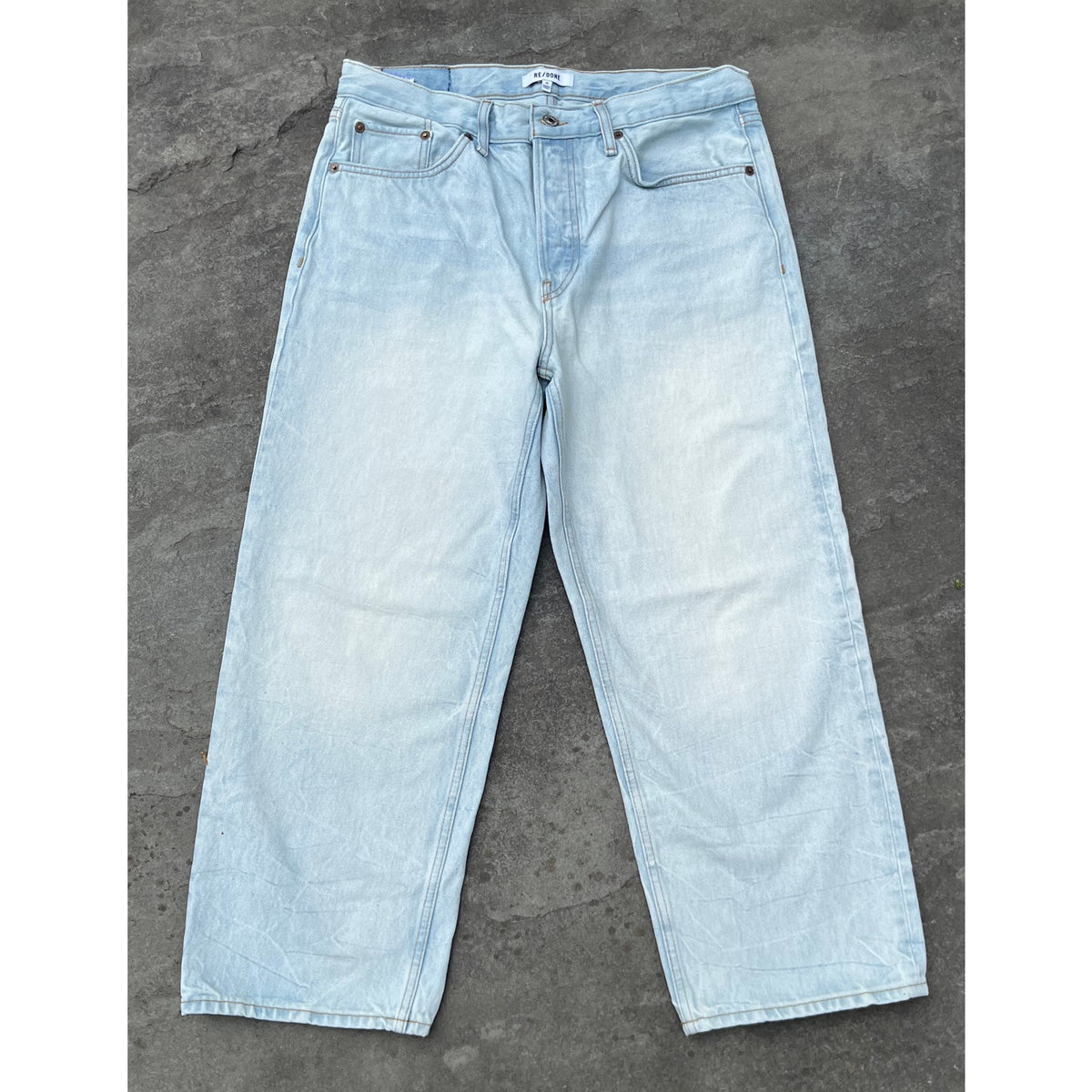 RE/DONE Loose Crop Jeans Size 29 Ranch Water Light Wash Organic Cotton