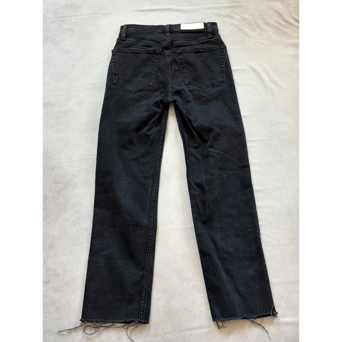 RE/DONE Originals Size 24 Black Low Rise Straight Leg Distressed Hem Jean