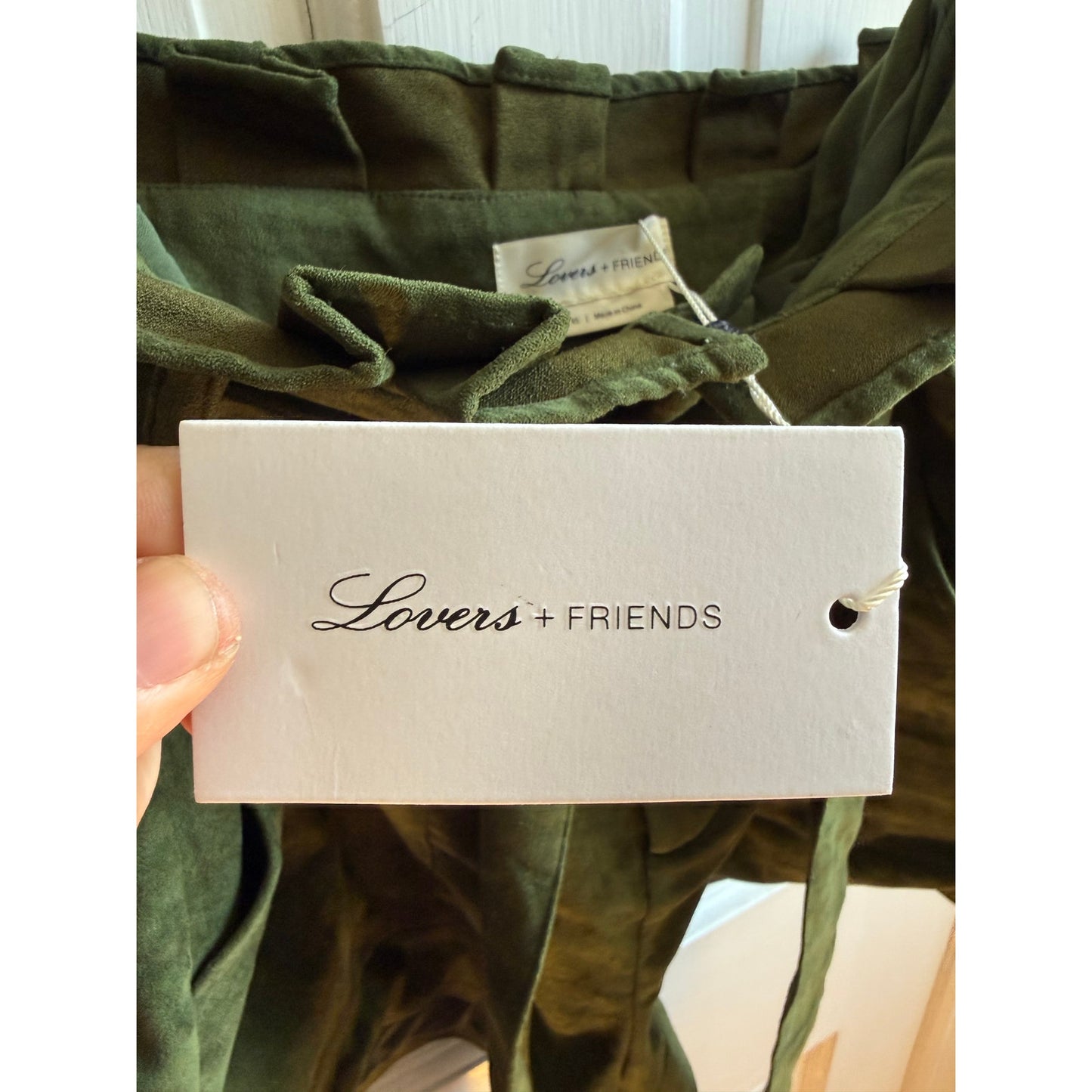 NWT Lovers + Friends Green Faux Suede Paperbag Waist Shorts Size XS