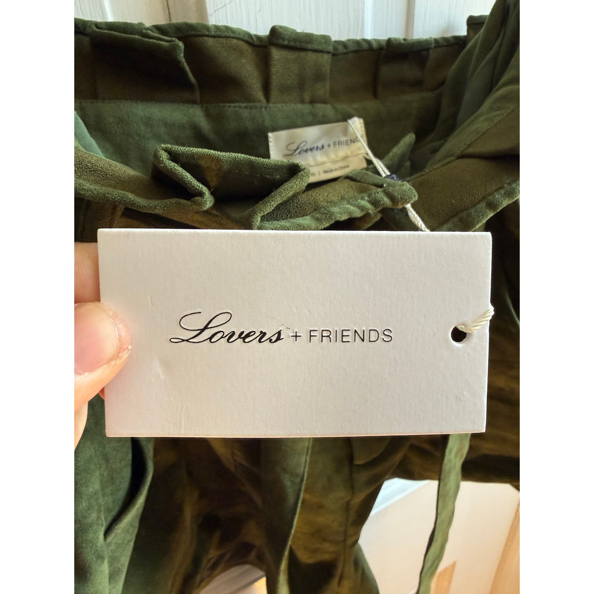 NWT Lovers + Friends Green Faux Suede Paperbag Waist Shorts Size XS
