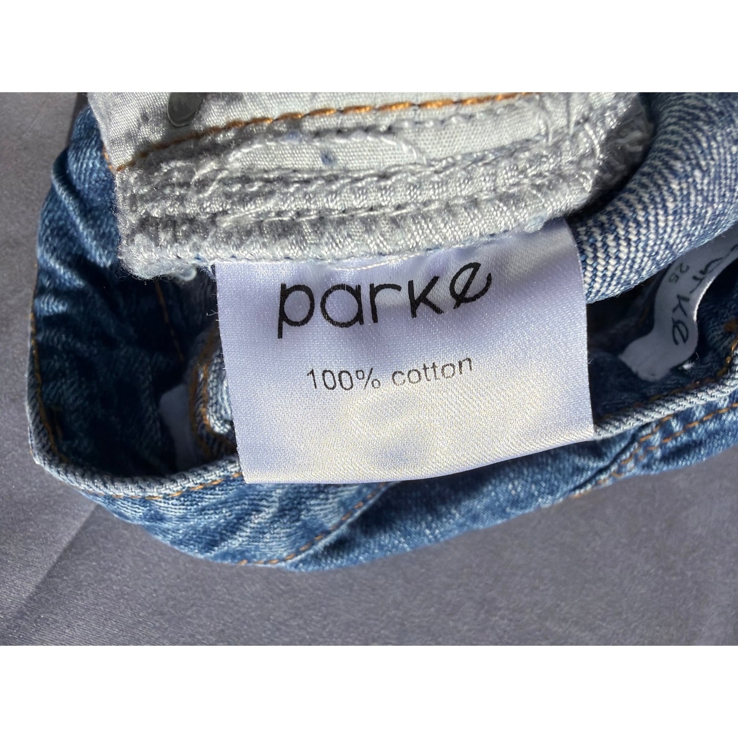 Parke Size 25 High Waist Light Wash Wide Leg Distressed Hem Jeans