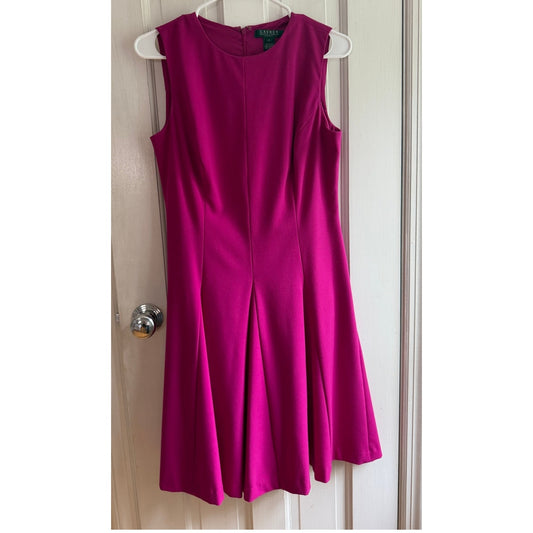 Lauren Ralph Lauren Magenta Cowl Neck Sheath Dress Size 6