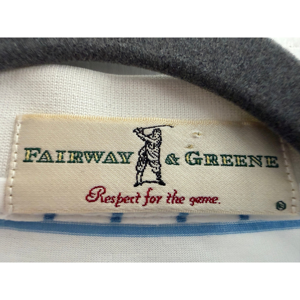 Fairway & Greene Mercerized Cotton Striped Golf Polo Shirt Blue White Size M