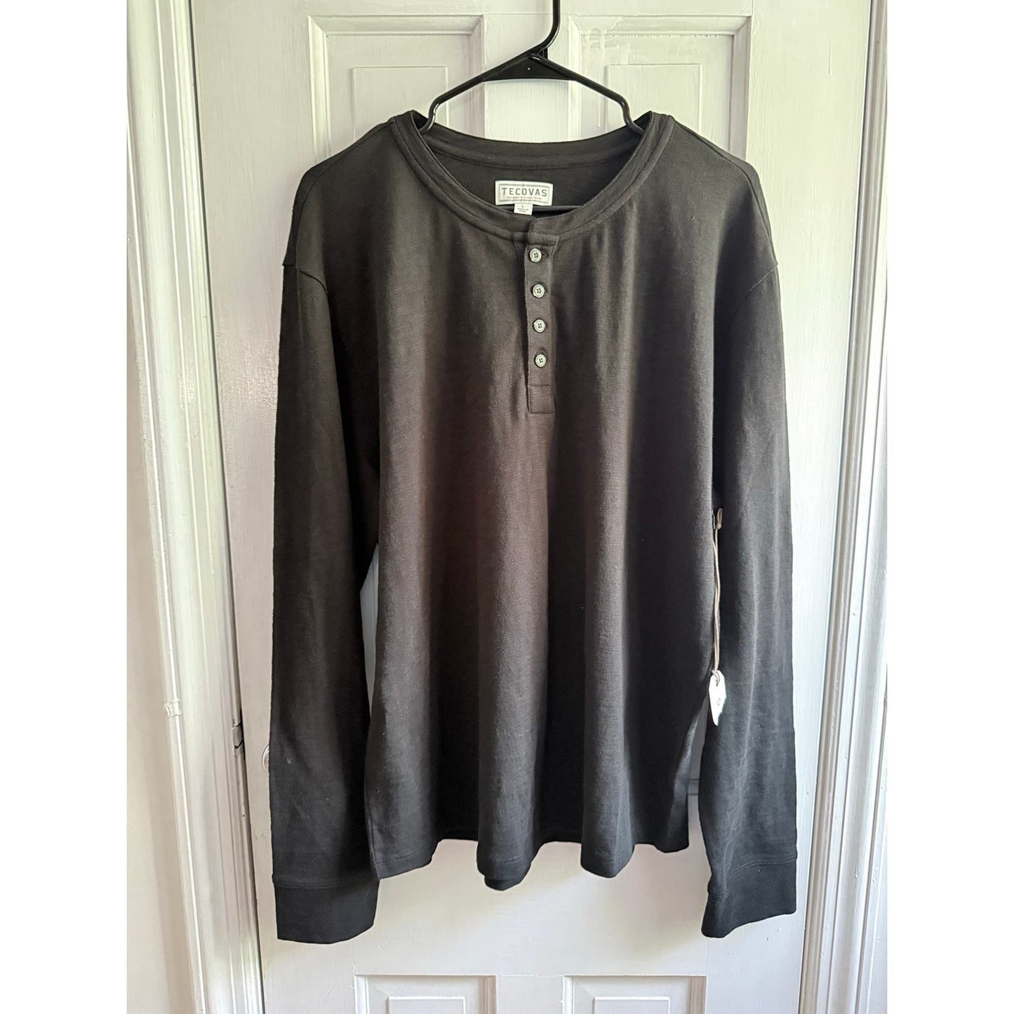 Tecovas Shirt Mens Large Black Henley Long Sleeve Premium Cotton NWT New