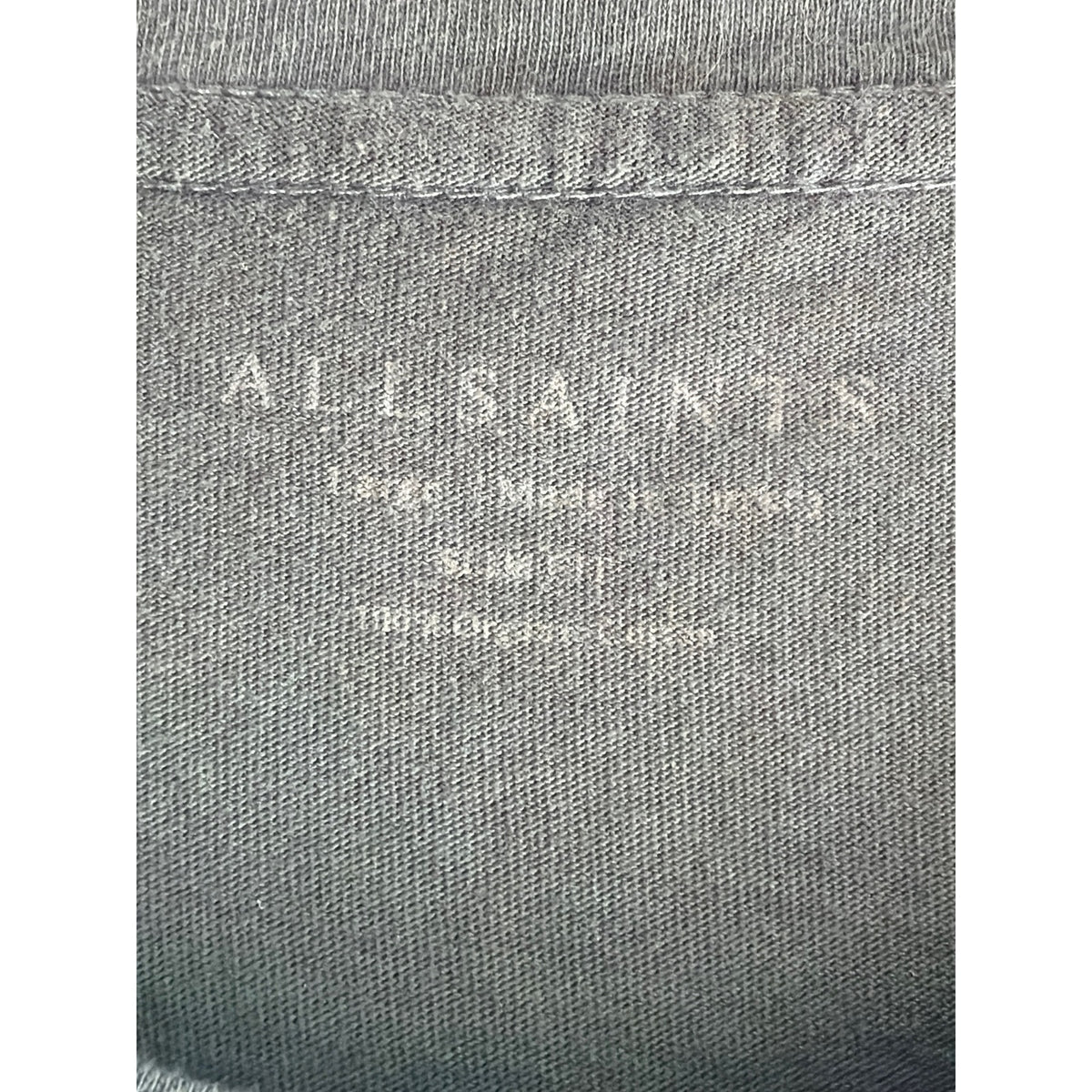 AllSaints Brace Slim Fit Charcoal Grey Organic Cotton T-Shirt Size L