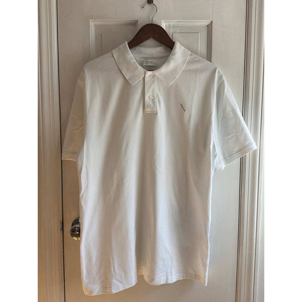 Saturdays NYC White Slash Pique Polo Shirt Mens XXL